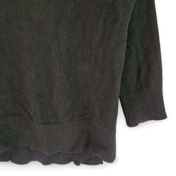 Tahari Woman Black Ribbed Hem High-Low Sweater Crew Neck Large - Picture 7 of 9